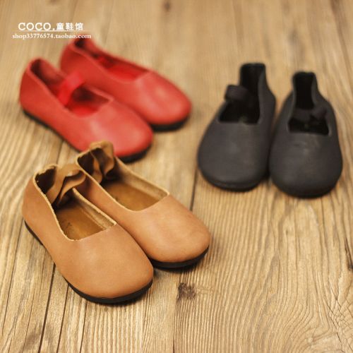 Chaussures enfants en cuir ronde coutures pour printemps - semelle caoutchouc antidérapant Ref 1038724