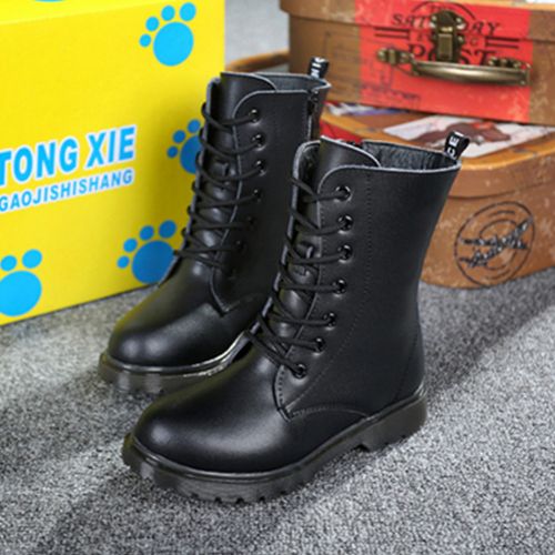 Chaussures enfants en cuir de vache fendu ronde pour hiver - Ref 1038861