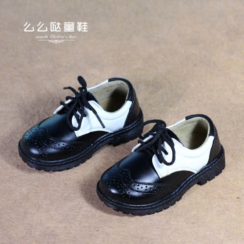Chaussures enfants en cuir ronde coutures pour printemps - semelle caoutchouc Ref 1038925