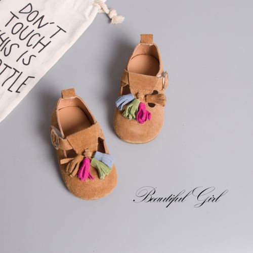 Chaussures enfants en de vache, Nubuck, ronde houppe pour printemps - semelle caoutchouc antidérapant Ref 1038952