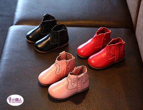 Chaussures enfants en cuir ronde coutures pour hiver - Ref 1039034