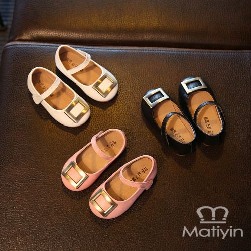 Chaussures enfants en cuir ronde métal pour printemps - Ref 1039091