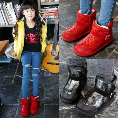 Chaussures enfants en similicuir ronde coutures cuir pour hiver - semelle EVA Ref 1039119