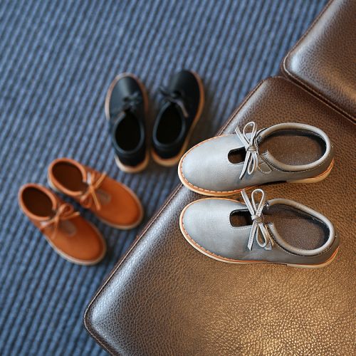 Chaussures enfants en PU ronde coutures cuir pour printemps - semelle caoutchouc naturel Ref 1039182