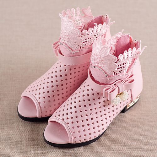 Chaussures enfants en similicuir Tête de poisson creux pour printemps - semelle caoutchouc antidérapant Ref 1039211