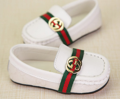 Chaussures enfants en cuir tête carrée rivet pour printemps - semelle caoutchouc antidérapant Ref 1039226