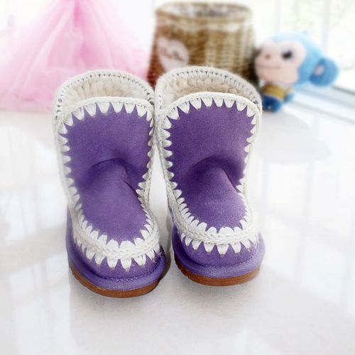 Chaussures enfants en cuir U.B.Z ronde paillette pour hiver - semelle caoutchouc antidérapant Ref 1039264
