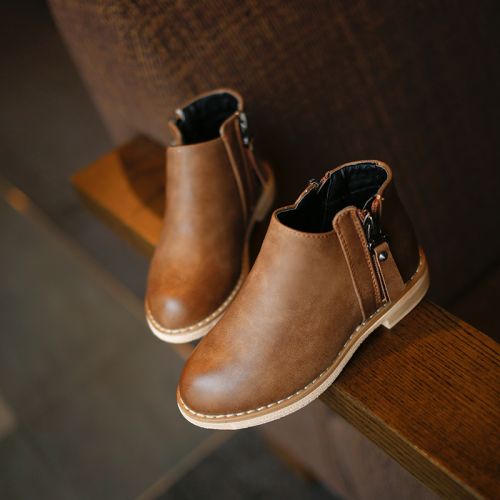 Chaussures enfants en cuir synthétique ronde pour printemps - semelle caoutchouc Ref 1039267