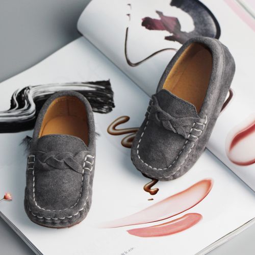 Chaussures enfants en de vache, Nubuck, ronde pour printemps - semelle caoutchouc antidérapant Ref 10