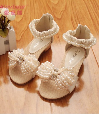 Chaussures enfants en Cuir spatial avec perles pour été - Ref 1039441