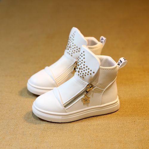 Chaussures enfants en cuir synthétique ronde rivet pour printemps - semelle caoutchouc Ref 1039446