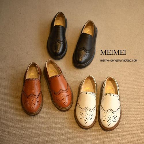 Chaussures enfants en cuir ronde creux pour printemps - Ref 1039474