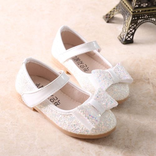 Chaussures enfants en cuir synthétique ronde paillette pour printemps - semelle caoutchouc naturel Ref 1039524