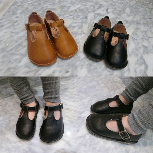 Chaussures enfants en cuir ronde pour printemps - semelle caoutchouc naturel Ref 1039784