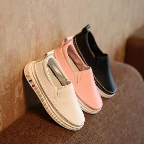 Chaussures enfants en PU ronde coutures cuir pour printemps - semelle caoutchouc Ref 1039827