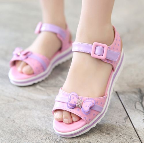 Chaussures enfants en PU Tête de poisson coutures cuir pour été - semelle caoutchouc Ref 1039922