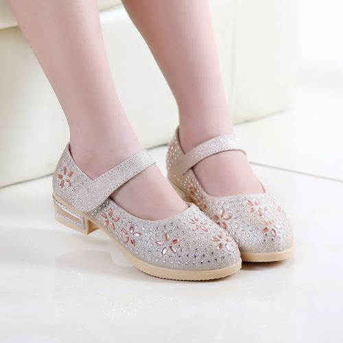 Chaussures enfants en PU ronde avec perles pour printemps - semelle caoutchouc Ref 1039946