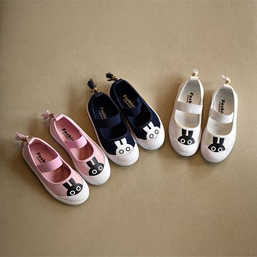Chaussures enfants en toile brodé pour printemps - semelle caoutchouc antidérapant Ref 1039980