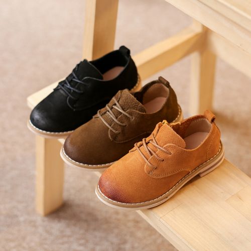 Chaussures enfants en cuir ronde pour printemps - semelle caoutchouc naturel Ref 1039991