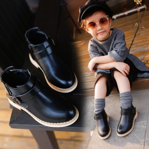 Chaussures enfants en cuir synthétique ronde pour printemps - semelle caoutchouc Ref 1040122