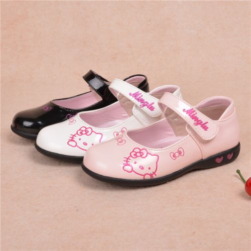 Chaussures enfants en cuir de vache fendu ronde pour printemps - semelle caoutchouc antidérapant Ref 1040169