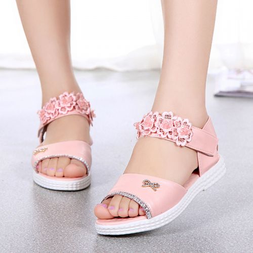 Chaussures enfants en cuir de vache fendu avec perles pour été - semelle EVA Ref 1040351