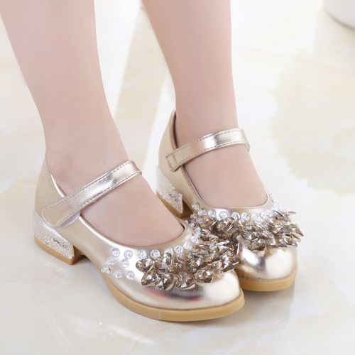 Chaussures enfants en PU ronde avec perles pour printemps - semelle caoutchouc Ref 1040356