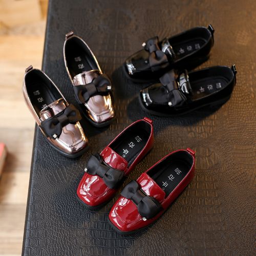 Chaussures enfants en PU tête carrée paillette pour printemps - semelle caoutchouc Ref 1040473