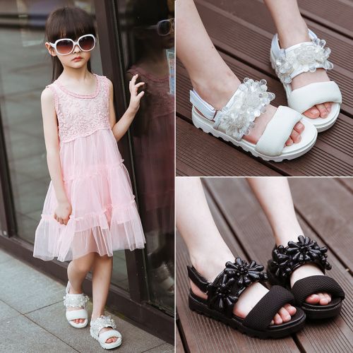 Chaussures enfants en similicuir avec perles pour été - semelle Ref 1040501