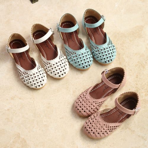 Chaussures enfants en cuir synthétique Baotou creux pour été - Ref 1040742