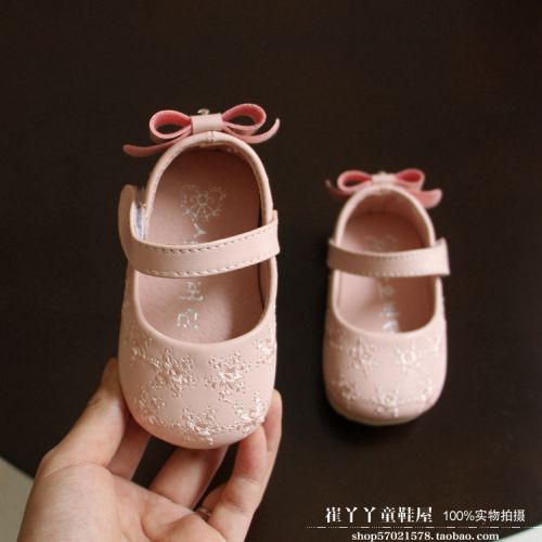 Chaussures enfants en cuir synthétique ronde brodé pour printemps - Ref 1040814