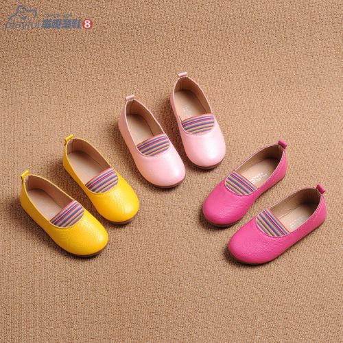 Chaussures enfants en similicuir ronde coutures cuir pour printemps - Ref 1040857