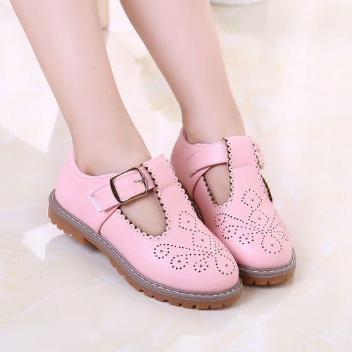 Chaussures enfants en cuir de vache fendu ronde pour printemps - Ref 1041013