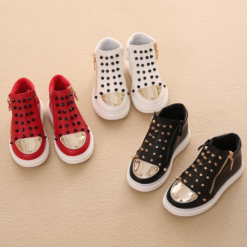 Chaussures enfants en PU ronde rivet pour printemps - semelle caoutchouc Wear Ref 1041085