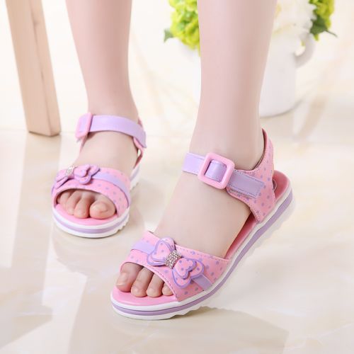 Chaussures enfants en Cuir spatial pour été - semelle caoutchouc Ref 1041116