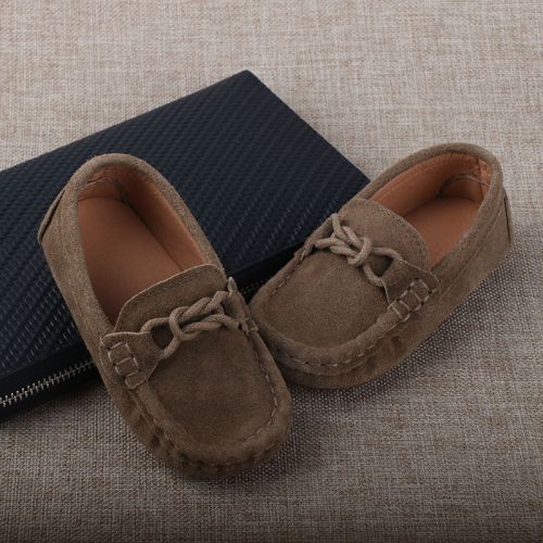Chaussures enfants en de vache, Nubuck, ronde pour printemps - semelle caoutchouc antidérapant Ref 10