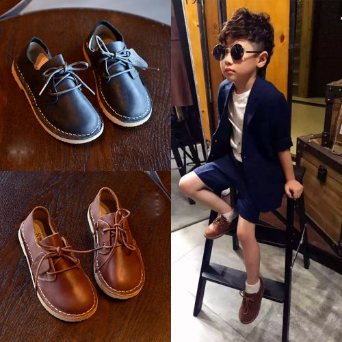 Chaussures enfants en cuir ronde pour printemps - semelle TPR Ref 1041189