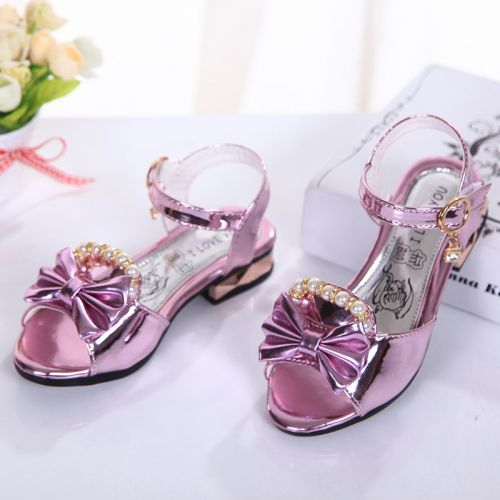 Chaussures enfants en tissu Sequin Tête de poisson avec perles pour été - semelle caoutchouc Ref 1041197