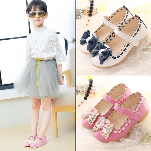 Chaussures enfants en PU ronde coutures cuir pour printemps - semelle caoutchouc Wear Ref 983087