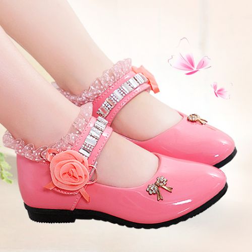 Chaussures enfants en PU PACFICGIRLS ronde avec perles pour printemps - semelle caoutchouc Ref 983107