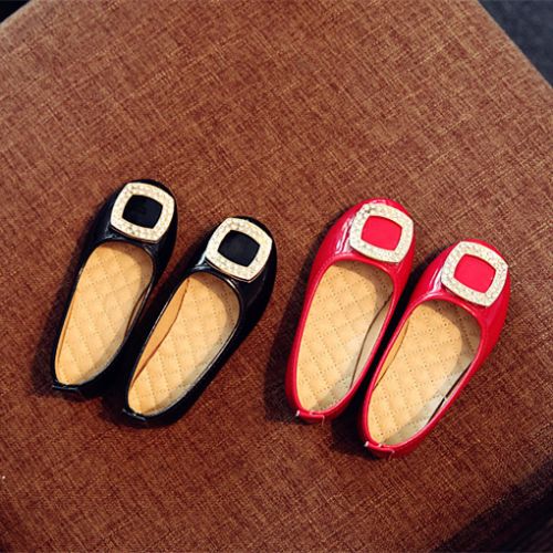Chaussures enfants en PU tête carrée avec perles pour printemps - semelle caoutchouc Ref 983108