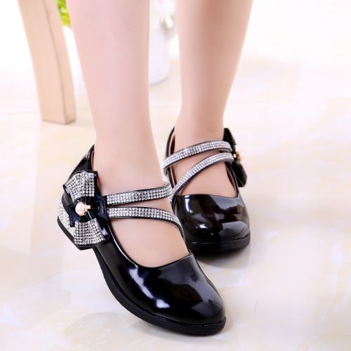 Chaussures enfants en PU ronde avec perles pour printemps - semelle caoutchouc antidérapant Ref 983110