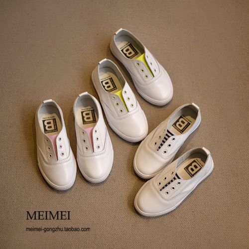 Chaussures enfants en cuir ronde pour printemps - semelle caoutchouc naturel Ref 983112