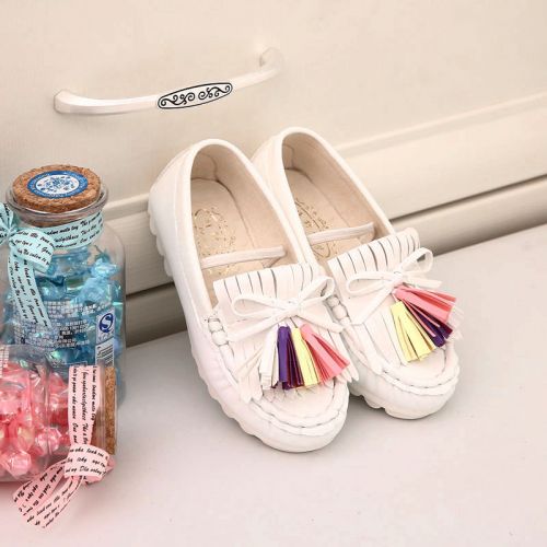 Chaussures enfants en cuir synthétique ronde houppe pour printemps - semelle caoutchouc antidérapant Ref 983117