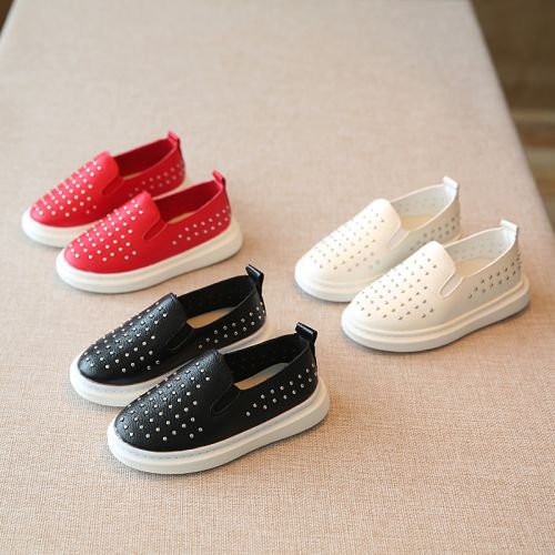 Chaussures enfants en PU ronde rivet pour printemps - semelle caoutchouc Ref 983120