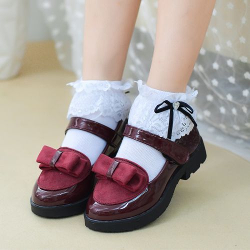 Chaussures enfants en PU ronde coutures cuir pour printemps - semelle caoutchouc Ref 983126