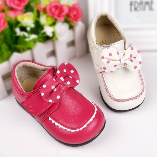 Chaussures enfants en peau de mouton tête carrée coutures cuir pour printemps - semelle caoutchouc Ref 983137