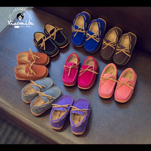Chaussures enfants en de vache, Nubuck, ronde pour printemps - semelle caoutchouc Ref 983141