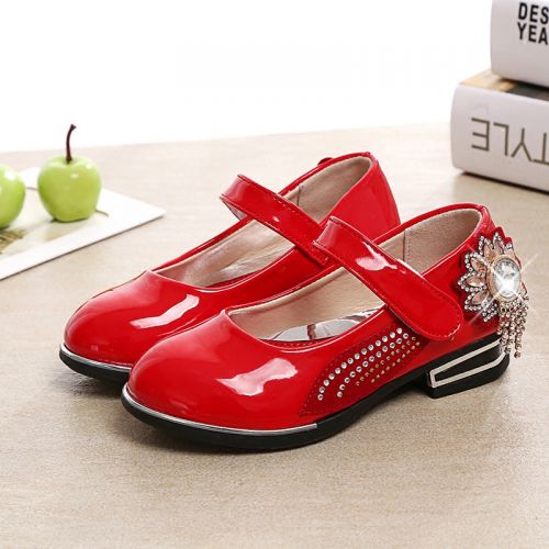 Chaussures enfants en PU ronde avec perles pour printemps - semelle caoutchouc antidérapant Ref 983154