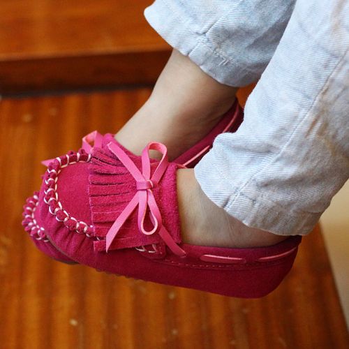 Chaussures enfants en de vache, Nubuck, ronde houppe pour printemps - Ref 983156